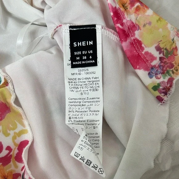 SHEIN Multicolor Floral Swim Sarong in Pink, Yellow & Green - Picture 2 of 5